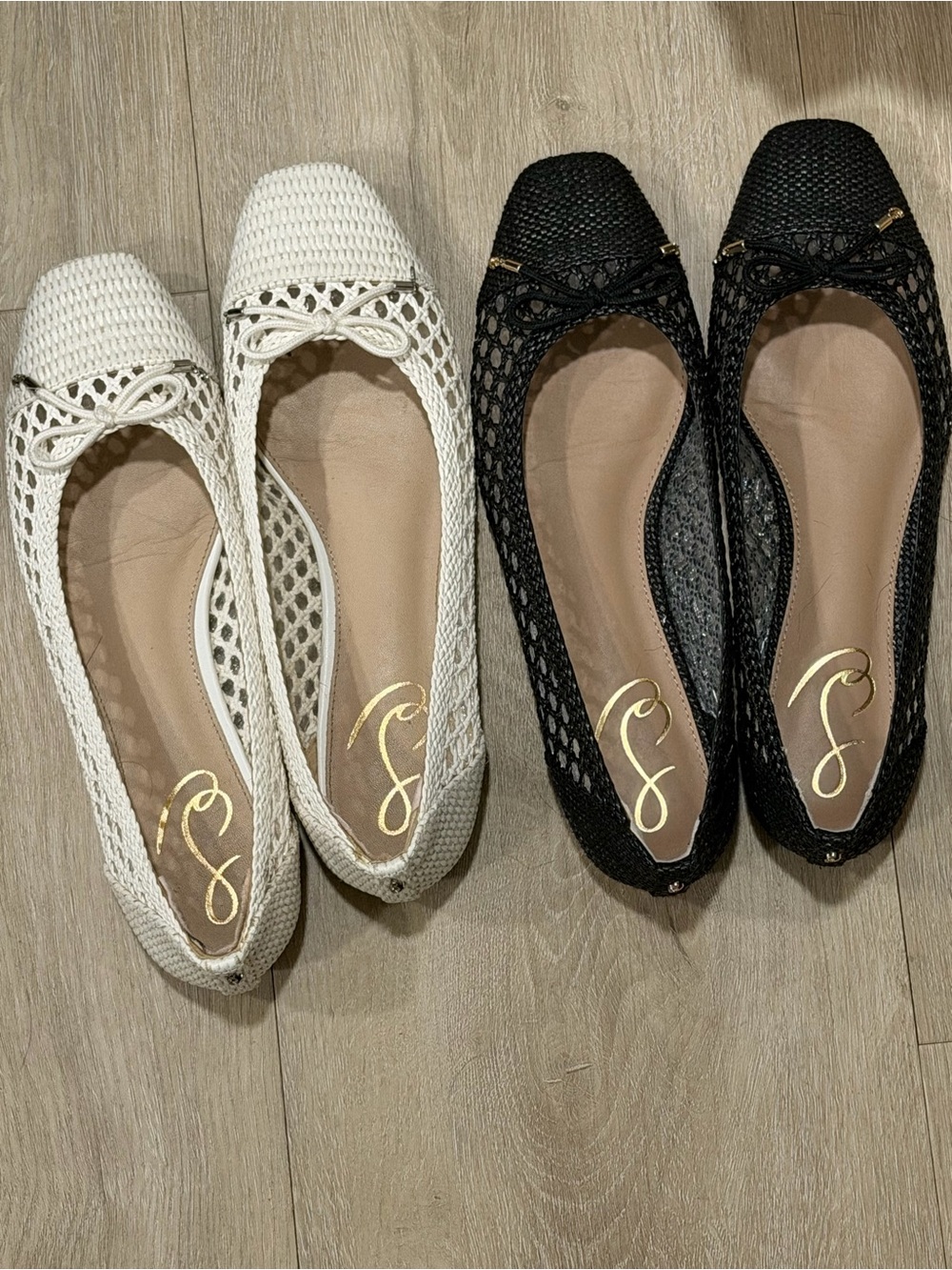 Sam Edelman Crochet Ballet Flats in White and Black